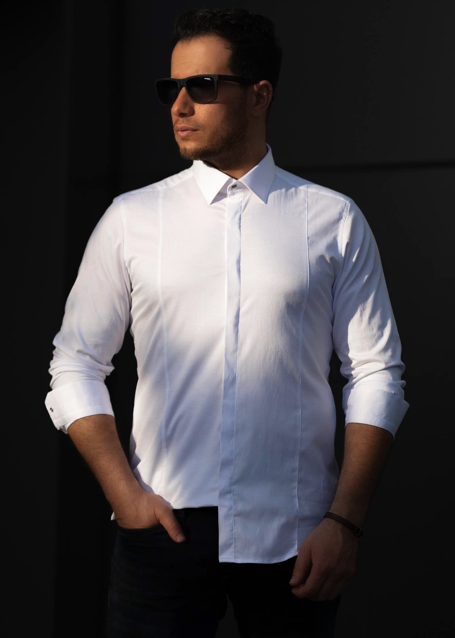 Koszule slim ELASTAN gładkie M-XXL