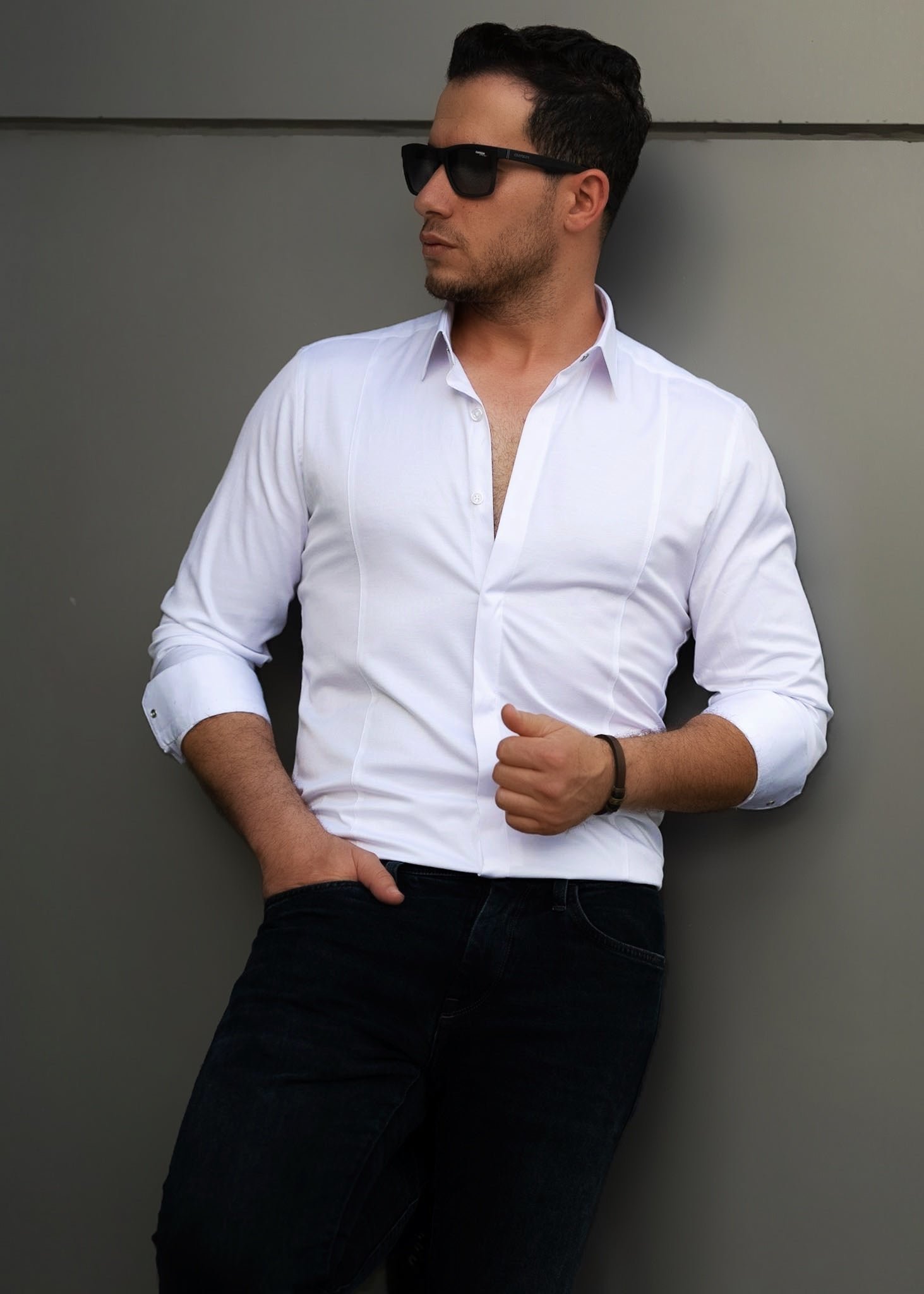 Koszule slim ELASTAN gładkie M-XXL