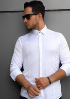 Biała koszula męska satynowa slim fit elegancka 95% bawełna M-2XL