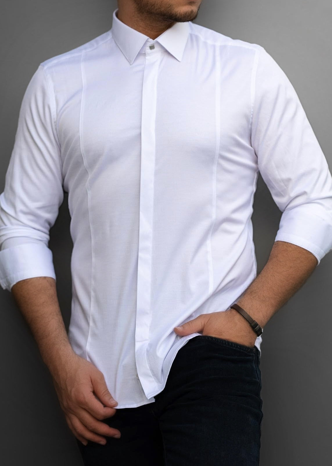 Koszule slim ELASTAN gładkie M-XXL