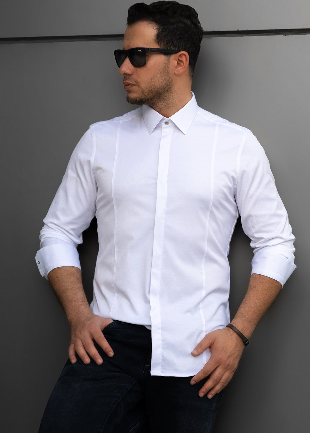 Koszule slim ELASTAN gładkie M-XXL