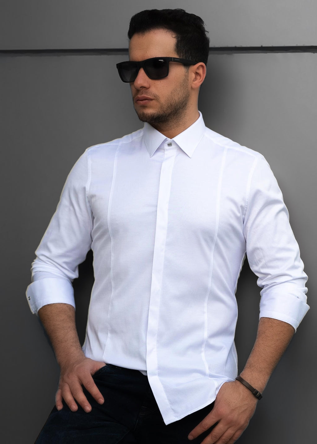 Koszule slim ELASTAN gładkie M-XXL