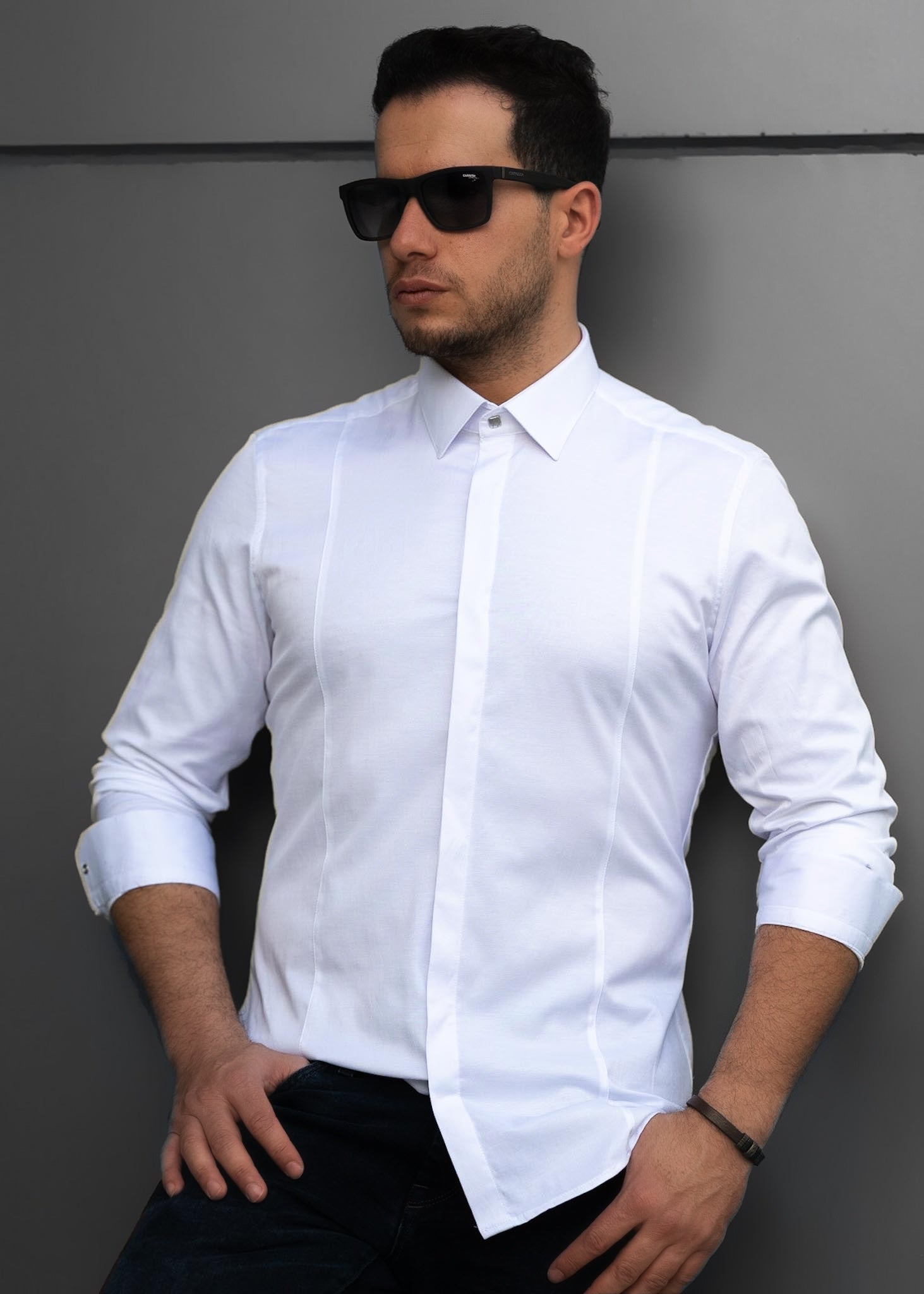 Koszule slim ELASTAN gładkie M-XXL