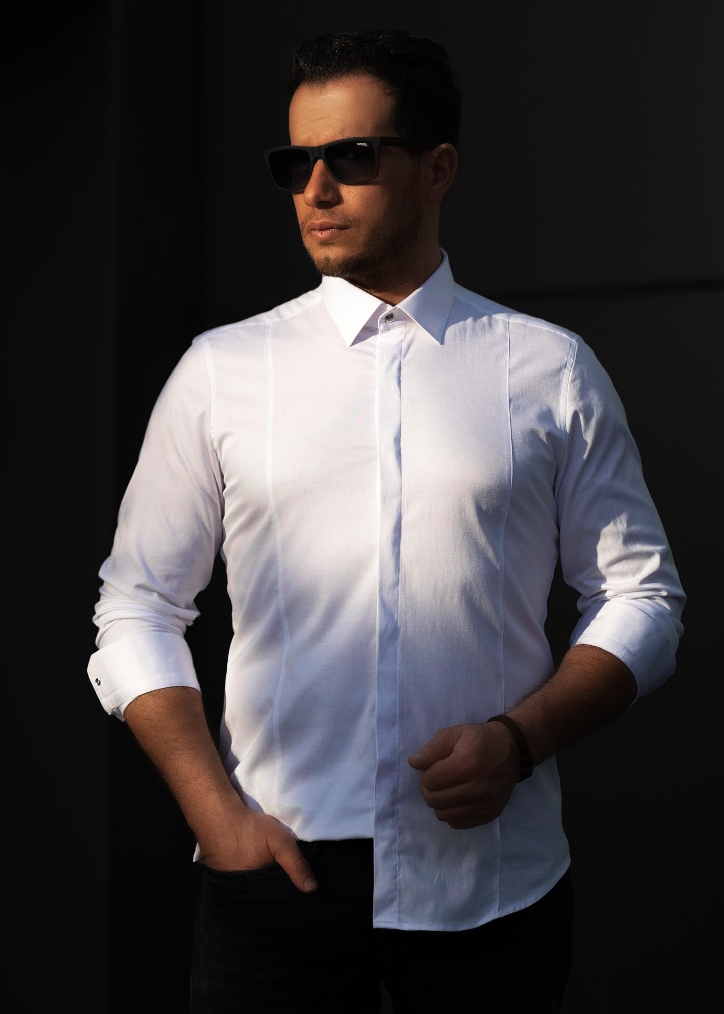 Biała koszula męska satynowa slim fit elegancka 95% bawełna M-2XL
