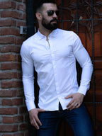 Biała koszula męska satynowa slim fit elegancka 95% bawełna M-2XL