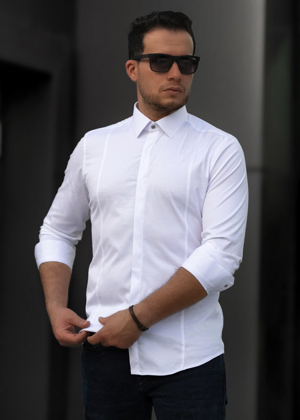 Koszule slim ELASTAN gładkie M-XXL