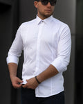 Biała koszula męska satynowa slim fit elegancka 95% bawełna M-2XL