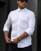Biała koszula męska satynowa slim fit elegancka 95% bawełna M-2XL