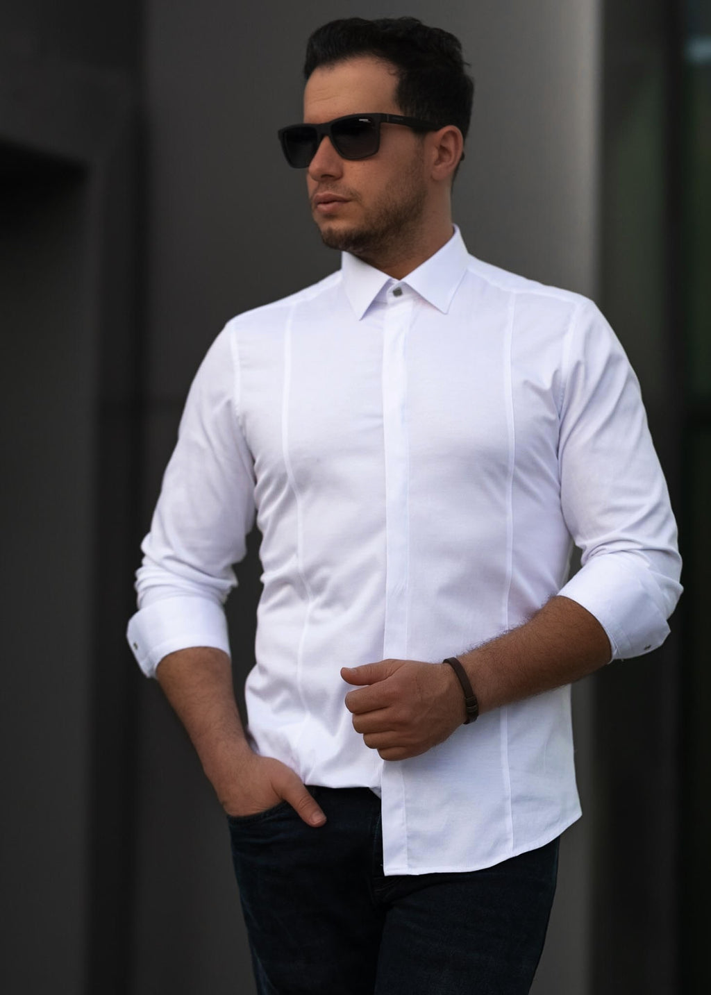 Koszule slim ELASTAN gładkie M-XXL