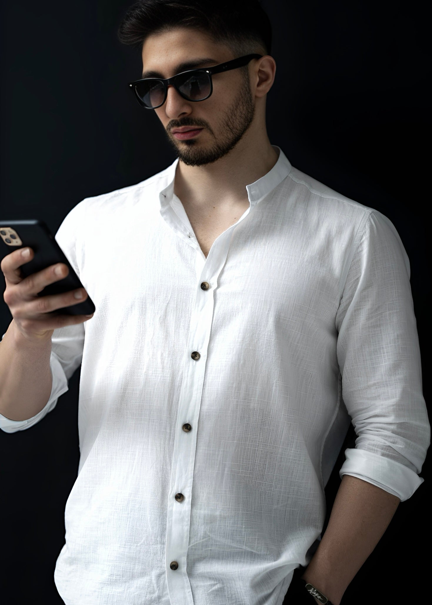 Koszula męska biała ze stójką slim fit 95% bawełna 5% lycra S-2XL 5 szt