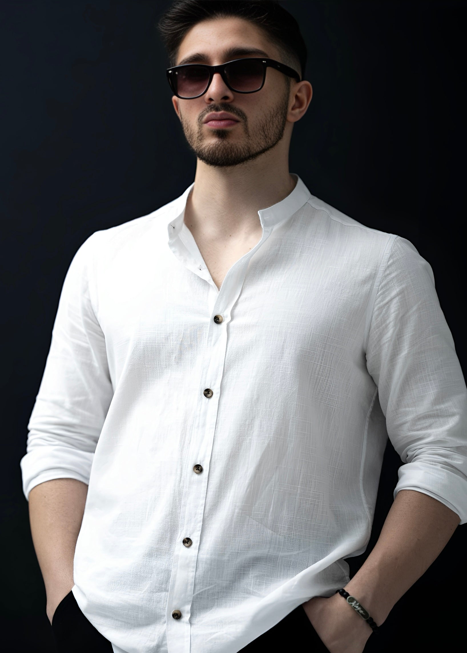 Koszula męska biała ze stójką slim fit 95% bawełna 5% lycra S-2XL 5 szt