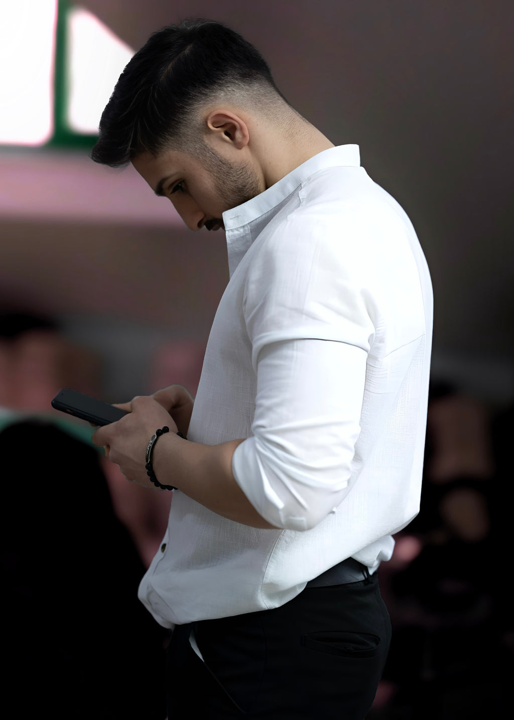 Koszula męska biała ze stójką slim fit 95% bawełna 5% lycra S-2XL 5 szt
