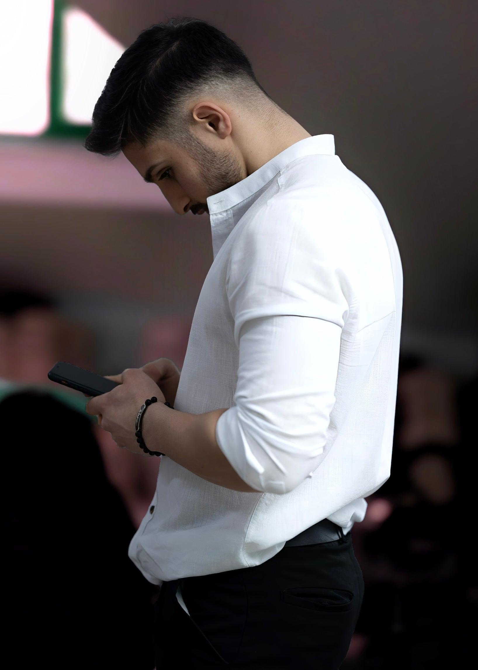 Koszula męska biała ze stójką slim fit 95% bawełna 5% lycra S-2XL 5 szt