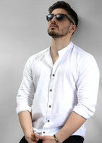 Koszula męska biała ze stójką slim fit 95% bawełna 5% lycra S-2XL 5 szt