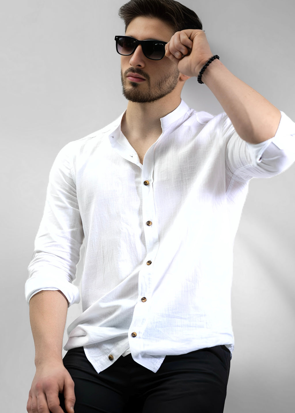 Koszula męska biała ze stójką slim fit 95% bawełna 5% lycra S-2XL 5 szt