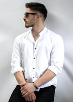 Koszula męska biała ze stójką slim fit 95% bawełna 5% lycra S-2XL 5 szt