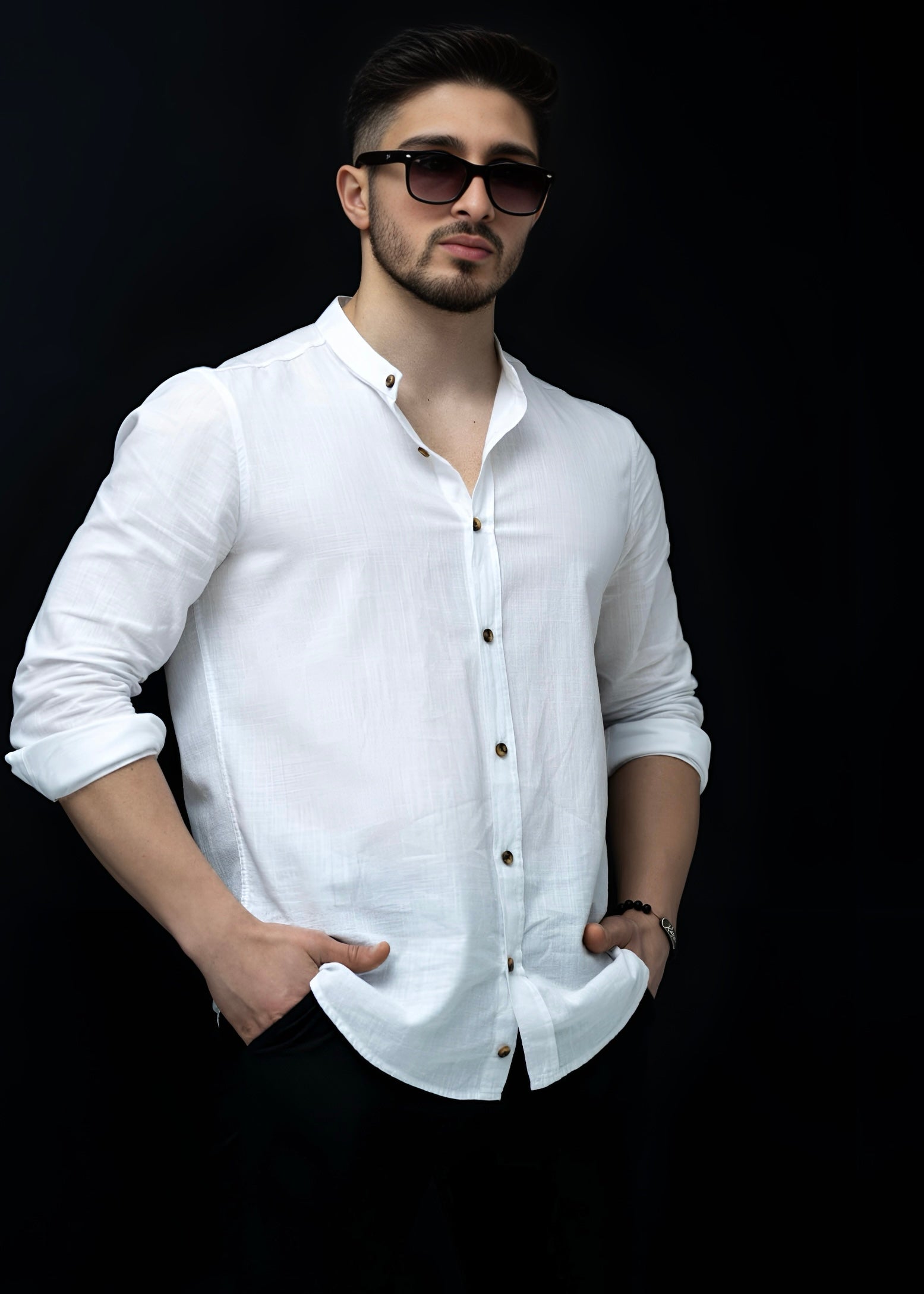 Koszula męska biała ze stójką slim fit 95% bawełna 5% lycra S-2XL 5 szt