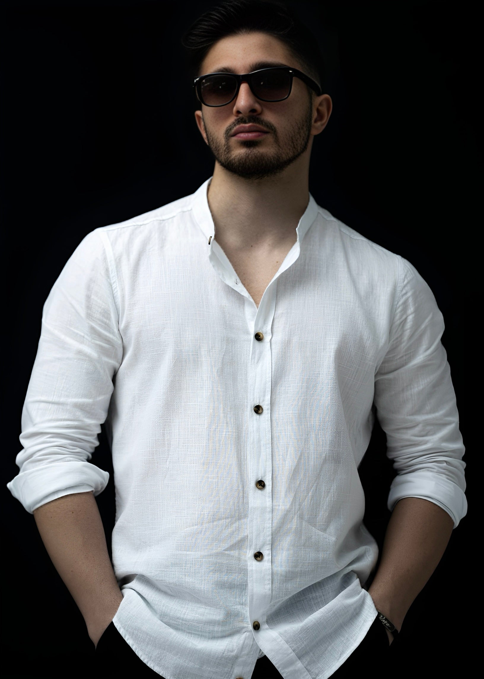 Koszula męska biała ze stójką slim fit 95% bawełna 5% lycra S-2XL 5 szt