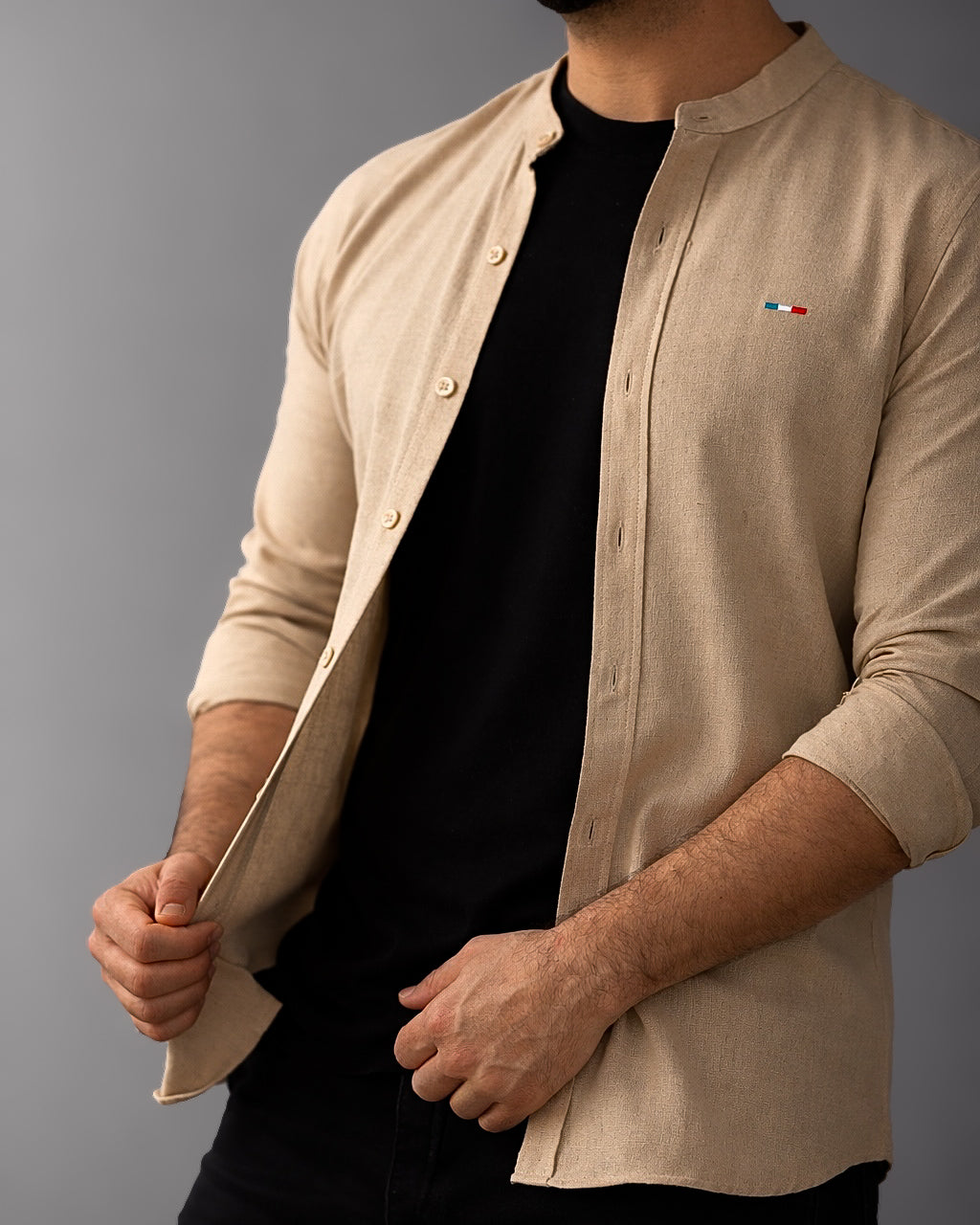KOSZULA MĘSKA BEŻOWA SLIM FIT CASUAL ELEGANCKA M-XXL PAKIET 6 SZT