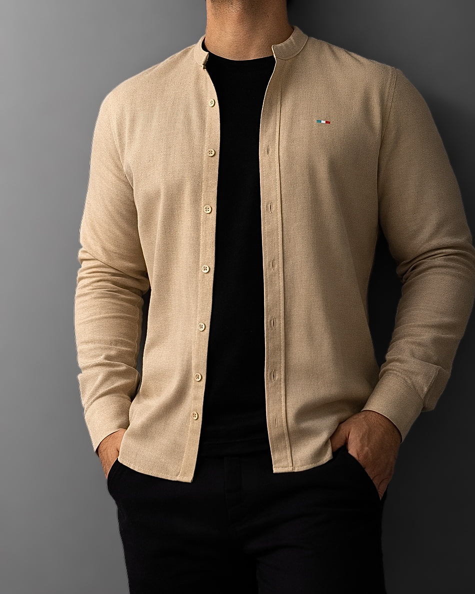 KOSZULA MĘSKA BEŻOWA SLIM FIT CASUAL ELEGANCKA M-XXL PAKIET 6 SZT