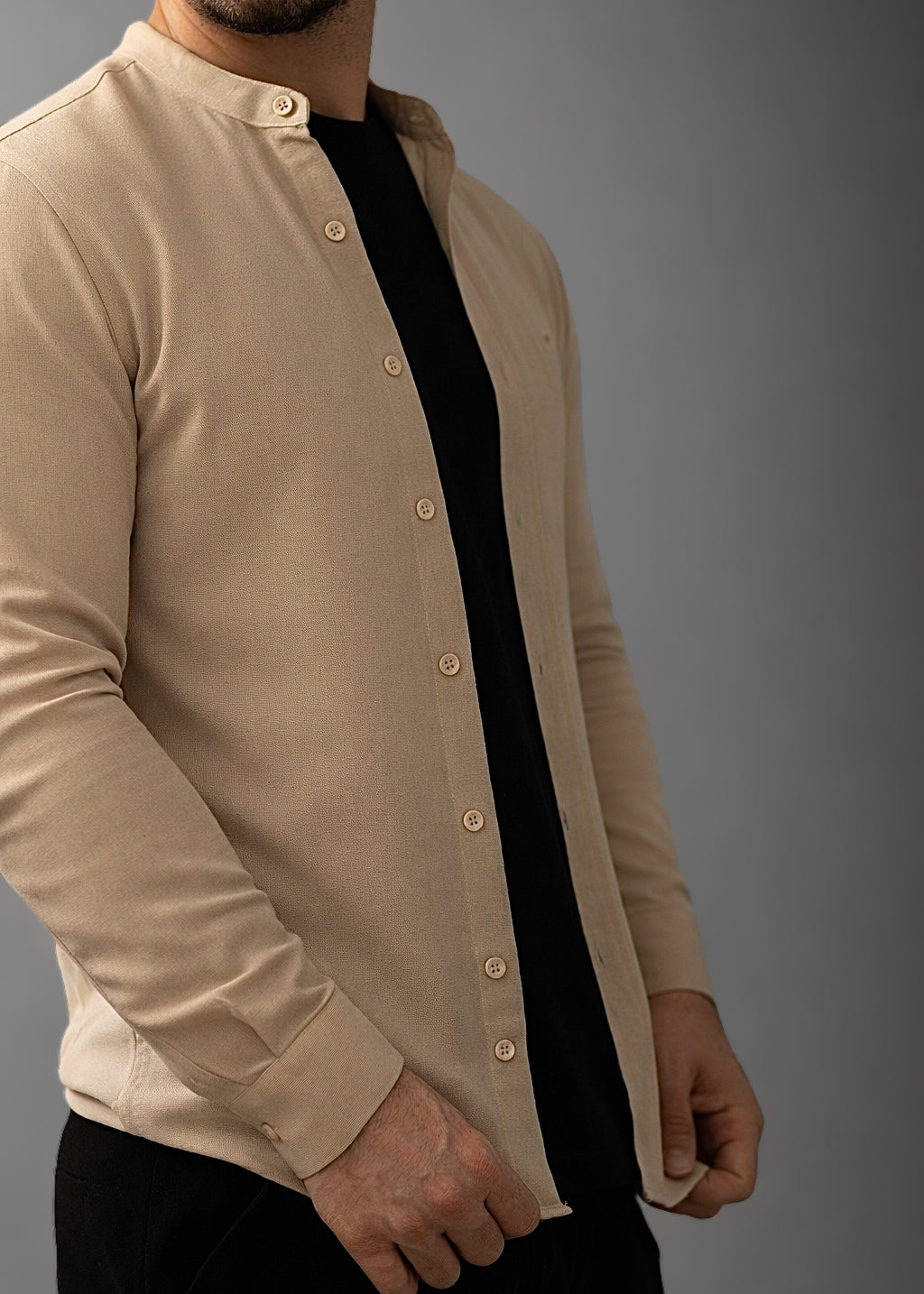 KOSZULA MĘSKA BEŻOWA SLIM FIT CASUAL ELEGANCKA M-XXL PAKIET 6 SZT