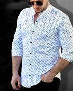 Koszula Męska w Kropki M–3XL Slim Fit 95% Bawełna 5% Elastan Elegancka Casual
