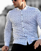 Koszula Męska w Kropki M–3XL Slim Fit 95% Bawełna 5% Elastan Elegancka Casual