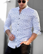 Koszula Męska w Kropki M–3XL Slim Fit 95% Bawełna 5% Elastan Elegancka Casual