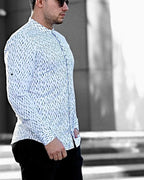 Koszula Męska w Kropki M–3XL Slim Fit 95% Bawełna 5% Elastan Elegancka Casual
