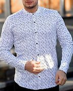 Koszula Męska w Kropki M–3XL Slim Fit 95% Bawełna 5% Elastan Elegancka Casual