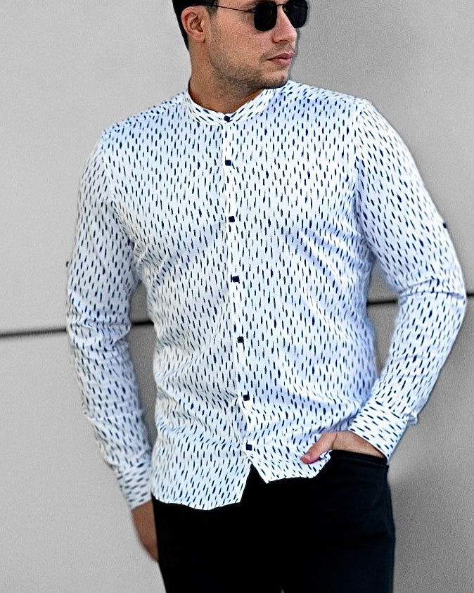 Koszula Męska w Kropki M–3XL Slim Fit 95% Bawełna 5% Elastan Elegancka Casual