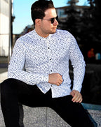 Koszula Męska w Kropki M–3XL Slim Fit 95% Bawełna 5% Elastan Elegancka Casual