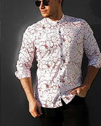 Koszula Męska w Kropki M–3XL Slim Fit 95% Bawełna 5% Elastan Biała Bordowa