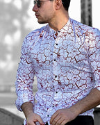 Koszula Męska w Kropki M–3XL Slim Fit 95% Bawełna 5% Elastan Biała Bordowa