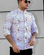 Koszula Męska w Kropki M–3XL Slim Fit 95% Bawełna 5% Elastan Biała Bordowa
