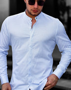 Koszula Męska Błękitna M–3XL Slim Fit 95% Bawełna 5% Elastan Elegancka Casual