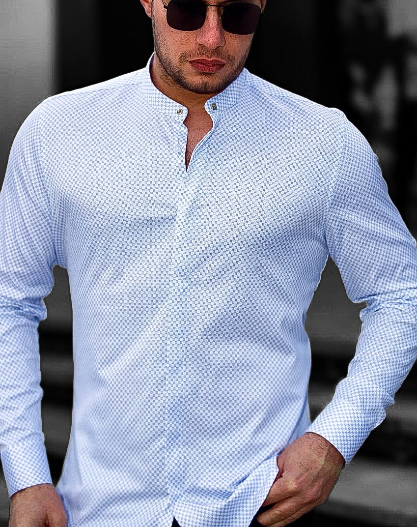 Koszula Męska Błękitna M–3XL Slim Fit 95% Bawełna 5% Elastan Elegancka Casual