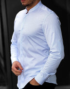 Koszula Męska Błękitna M–3XL Slim Fit 95% Bawełna 5% Elastan Elegancka Casual