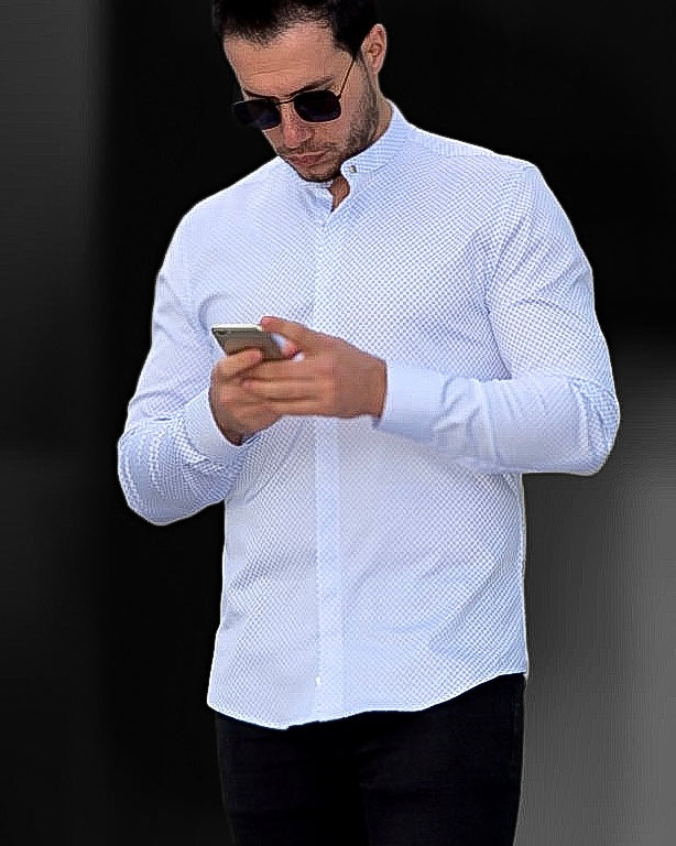 Koszula Męska Błękitna M–3XL Slim Fit 95% Bawełna 5% Elastan Elegancka Casual