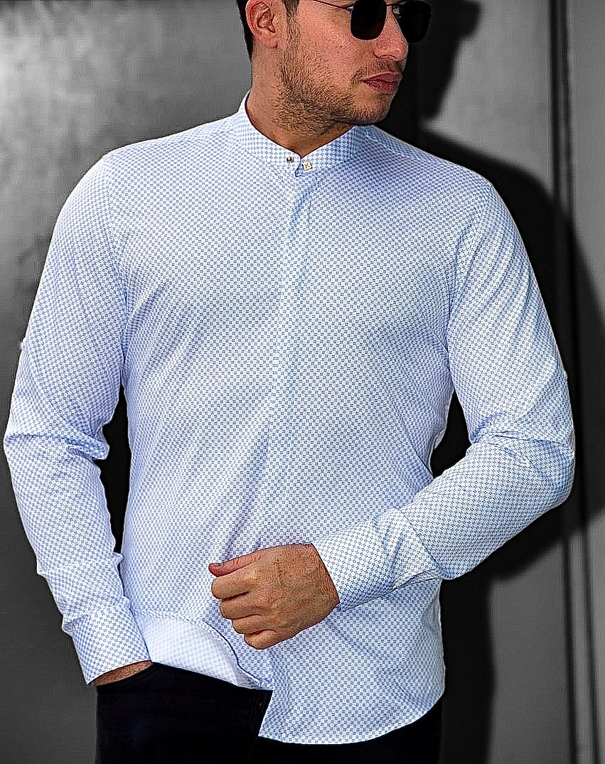Koszula Męska Błękitna M–3XL Slim Fit 95% Bawełna 5% Elastan Elegancka Casual