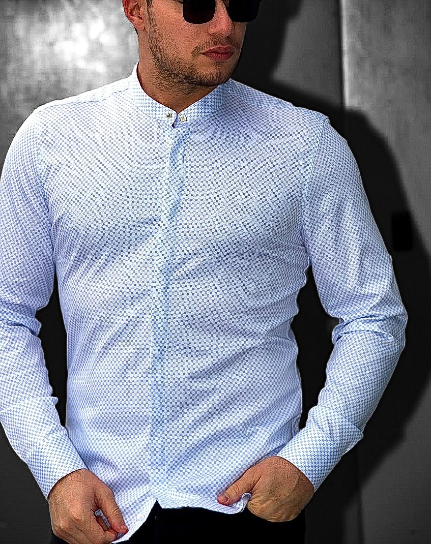 Koszula Męska Błękitna M–3XL Slim Fit 95% Bawełna 5% Elastan Elegancka Casual