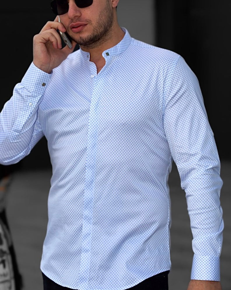 Koszula Męska Błękitna M–3XL Slim Fit 95% Bawełna 5% Elastan Elegancka Casual