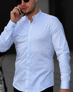 Koszula Męska Błękitna M–3XL Slim Fit 95% Bawełna 5% Elastan Elegancka Casual
