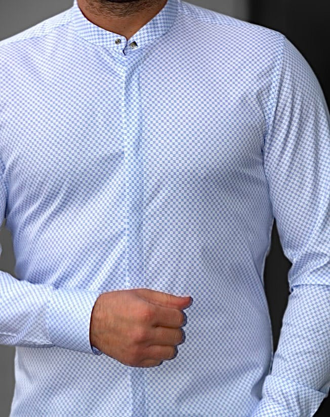 Koszula Męska Błękitna M–3XL Slim Fit 95% Bawełna 5% Elastan Elegancka Casual