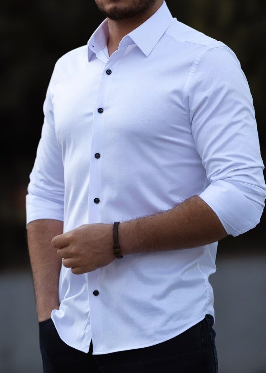 Koszule slim ELASTAN gładkie M-L-XL