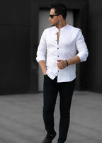 Biała koszula męska ze stójką slim fit 95% bawełna 5% lycra S-2XL pakiet 5 szt.