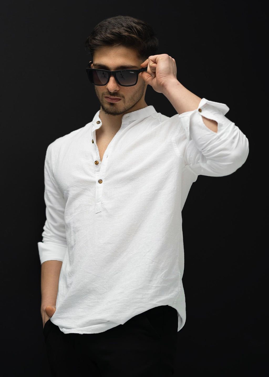 Koszula męska lniana flamowana biała długi rękaw slim fit M-2XL