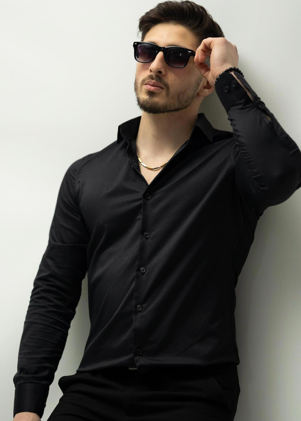 KOSZULA MĘSKA CZARNA SLIM FIT PREMIUM ELASTYCZNA ELEGANCKA M-XL