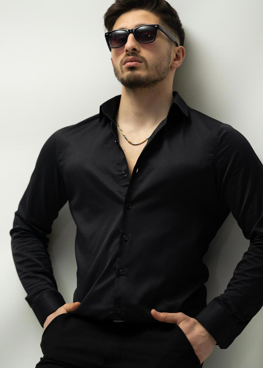 KOSZULA MĘSKA CZARNA SLIM FIT PREMIUM ELASTYCZNA ELEGANCKA M-XL