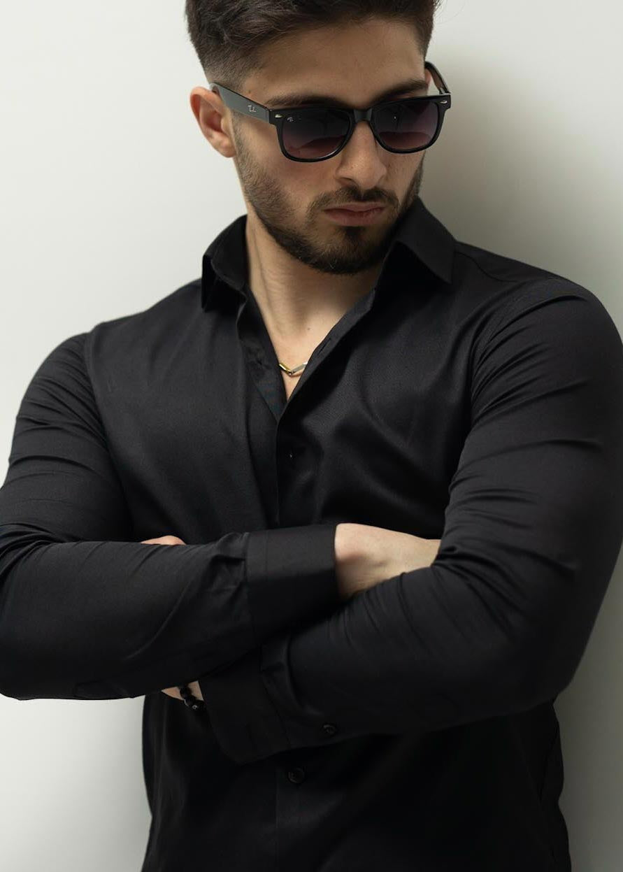 KOSZULA MĘSKA CZARNA SLIM FIT PREMIUM ELASTYCZNA ELEGANCKA M-XL